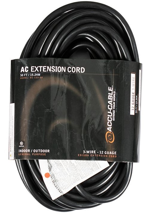 American DJ EC-123-50 | 50' 12-Gauge Black Extension Cord