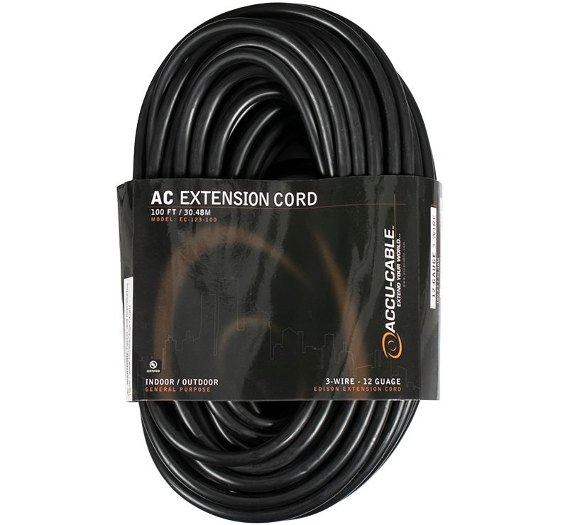 American DJ EC-123-100 | 100' 12-Gauge Black Extension Cord