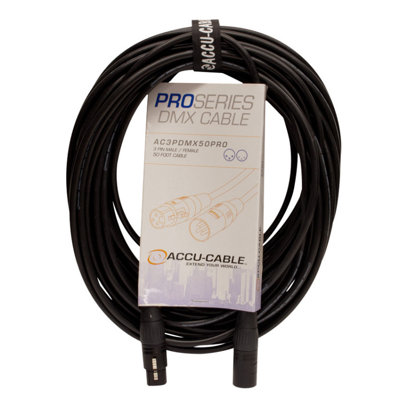 American DJ AC3PDMX50PRO (Pro Series 50-foot DMX Cable - 3-pin male to 3-pin female)