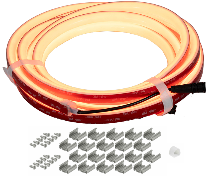 Ape Labs NeonStripe 16 | 16.4ft IP65 RGBaW LED COB Strip, Cuttable with Pig Tails, Install Hardware Included