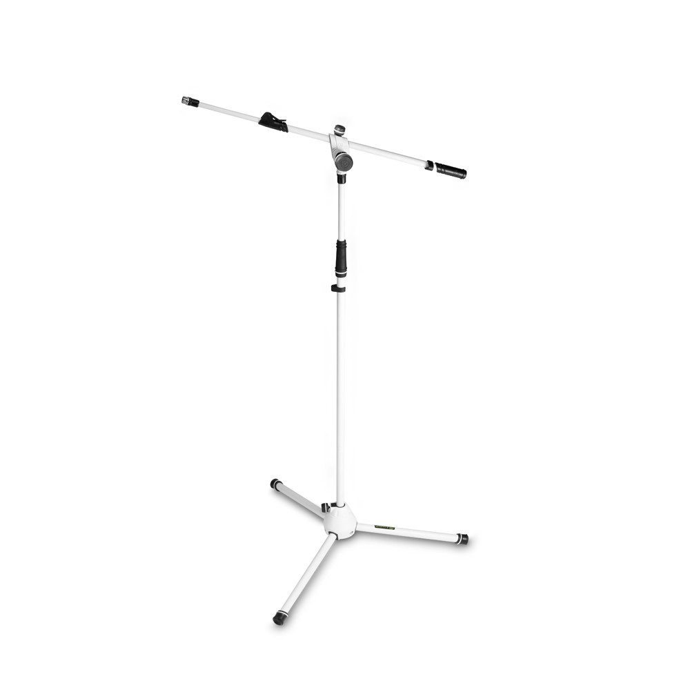 Gravity Stands MS4322W | Mic Stand with Folding Tripod Base and Telescoping Boom, White
