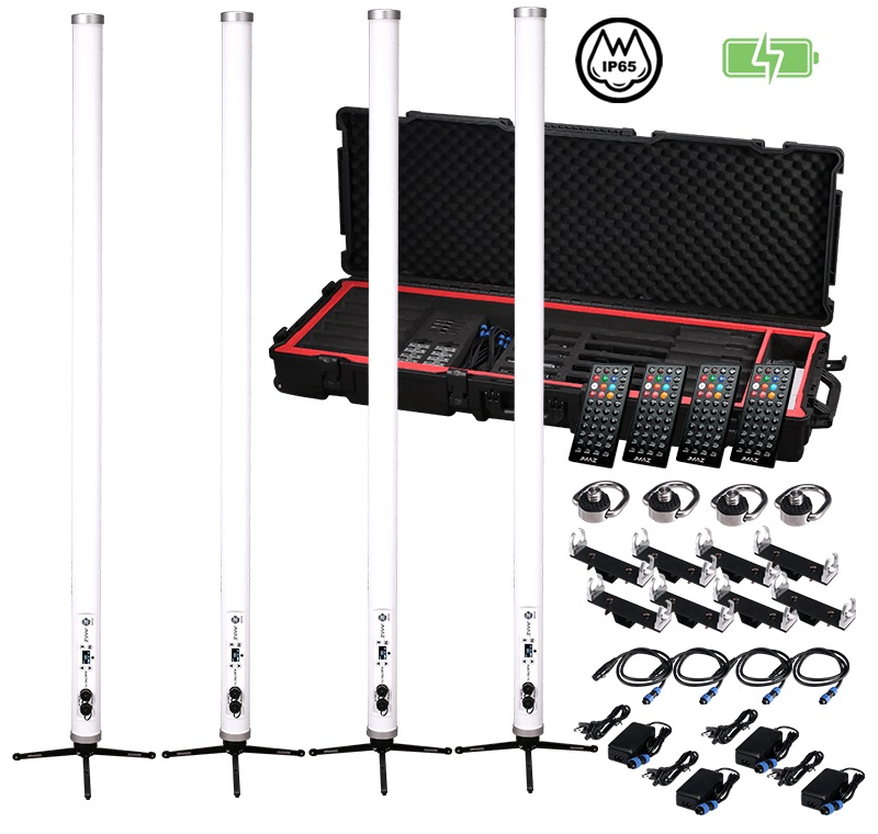 JMAZ Electro T5 4PK | 100W RGBW+WW LED Battery-Powered Tube Light