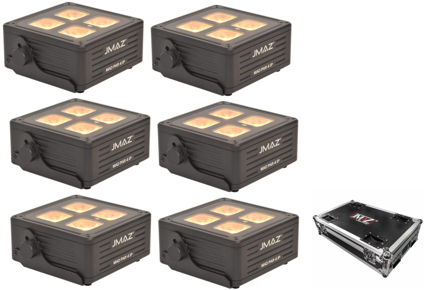 JMaz MAD PAR 4IP 6PK | 6x Uplights, Flight Case