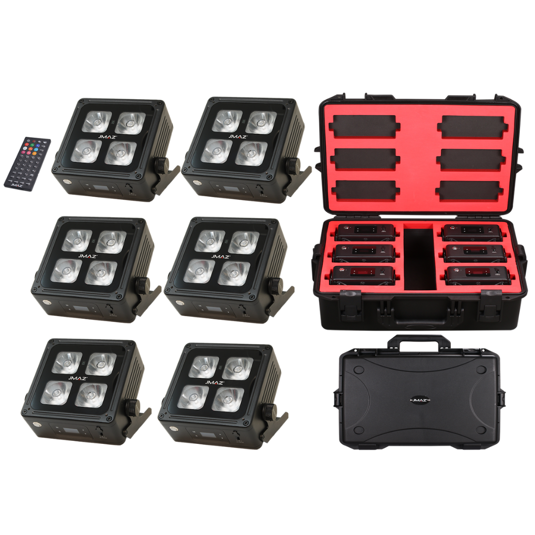 JMaz MAD PAR 4IP 6PK | 6x Uplights, Flight Case