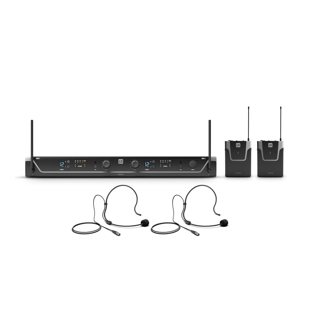 LD Systems U304.7 BPH2 | International Dual Wireless Microphone System with 2 x Bodypack and 2 x Headset - 470 - 490 MHz