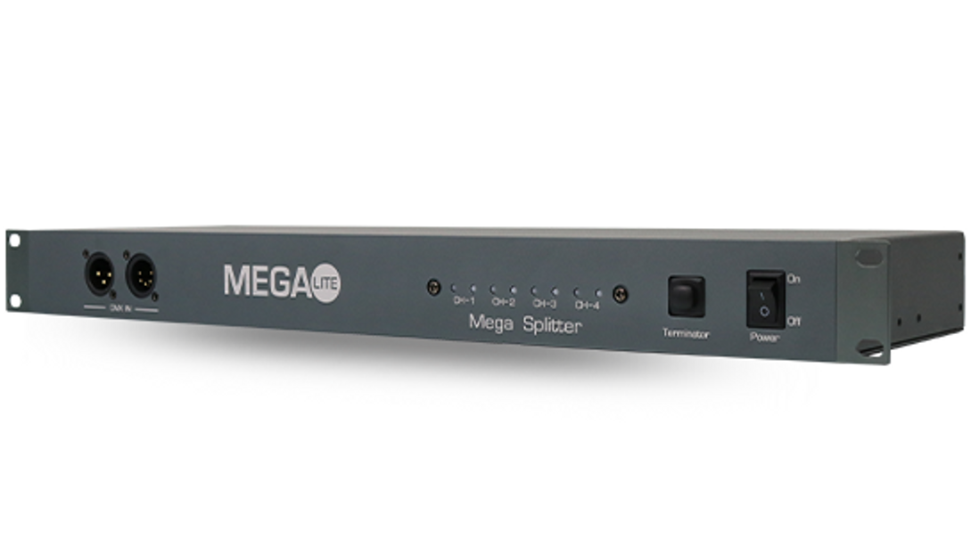 Mega Lite MEGA Splitter | 2 DMX Ins, 4 Outs, 3 & 5-Pin, Rack or Wall Mountable