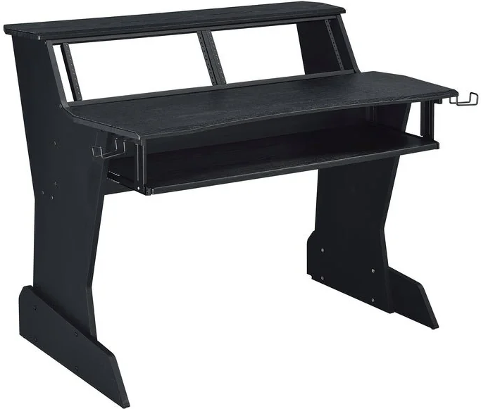 Musiea BE200 | Music Studio Desk Workstation w/ 2x4U Racks & 61-Key Tray (black)