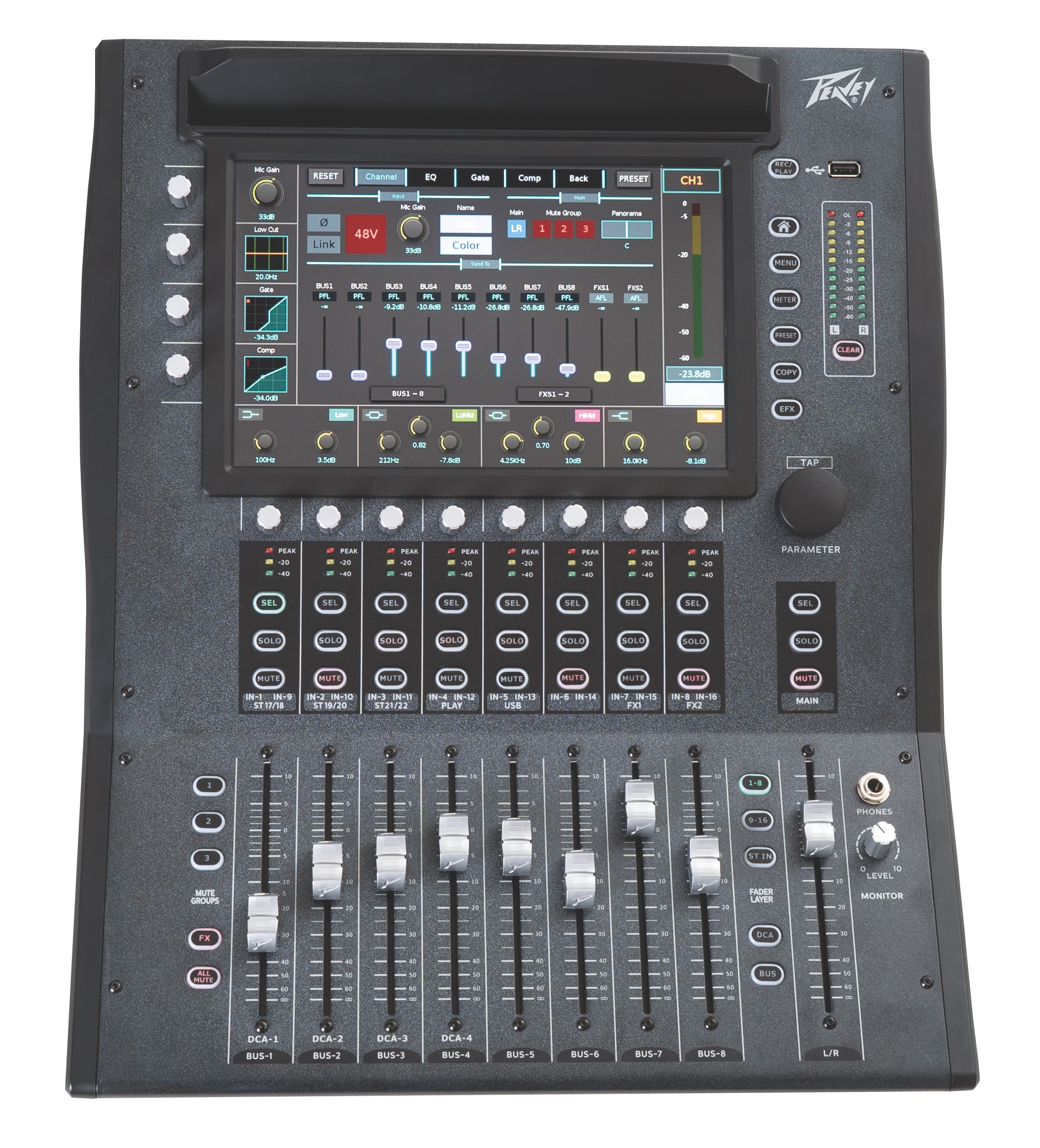 Peavey Aureus 28 | Digital Mixer: 28 Inputs, 14 Outputs, Bluetooth