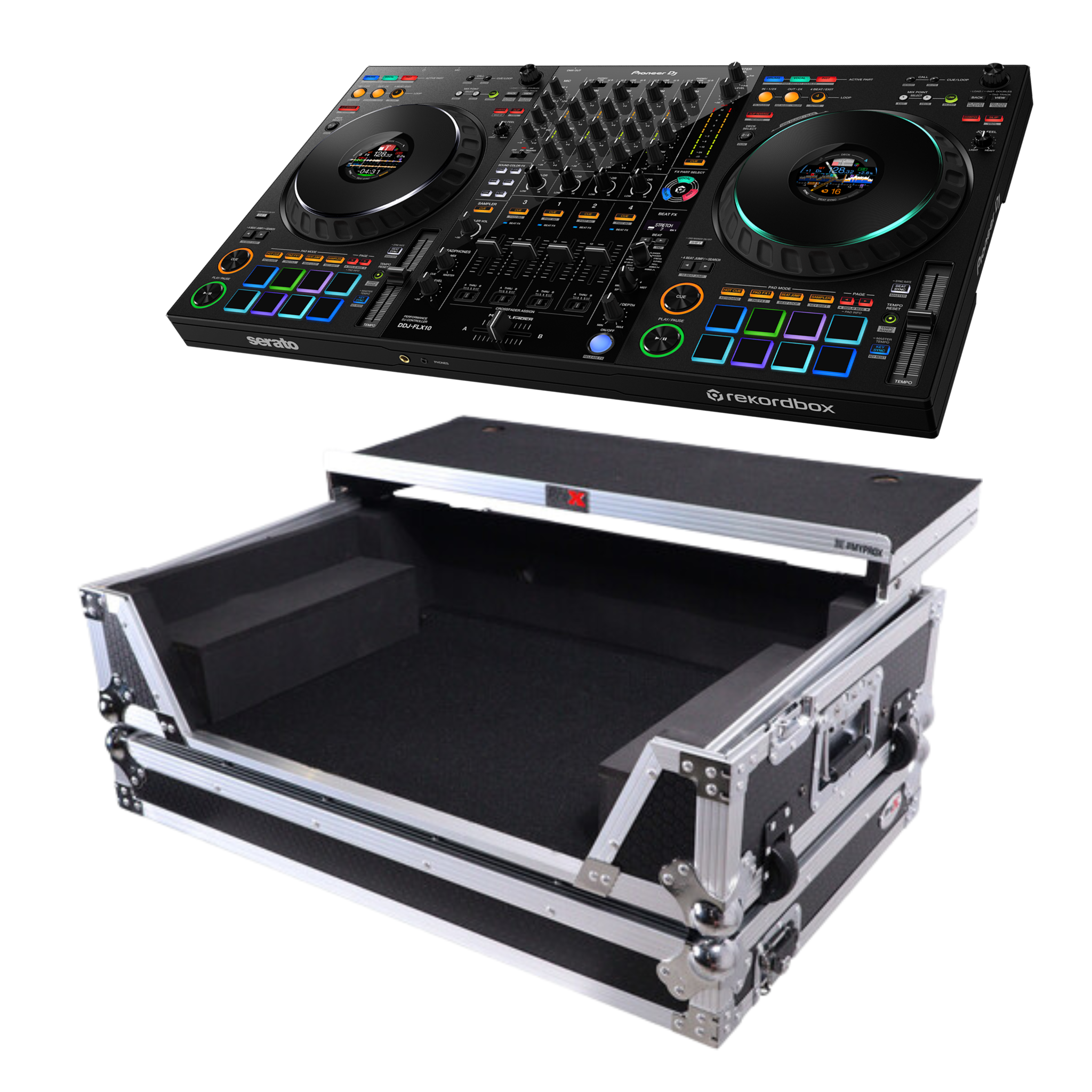 Pioneer DJ DDJ-FLX10 Package with ProX Flight Case
