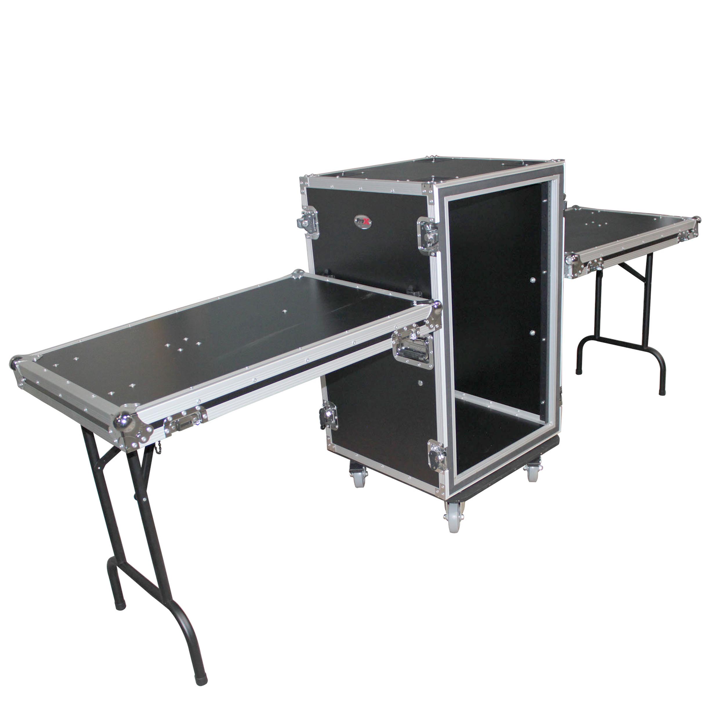 ProX T-18RSPWDT | 18U Shockproof Amp Rack with Table