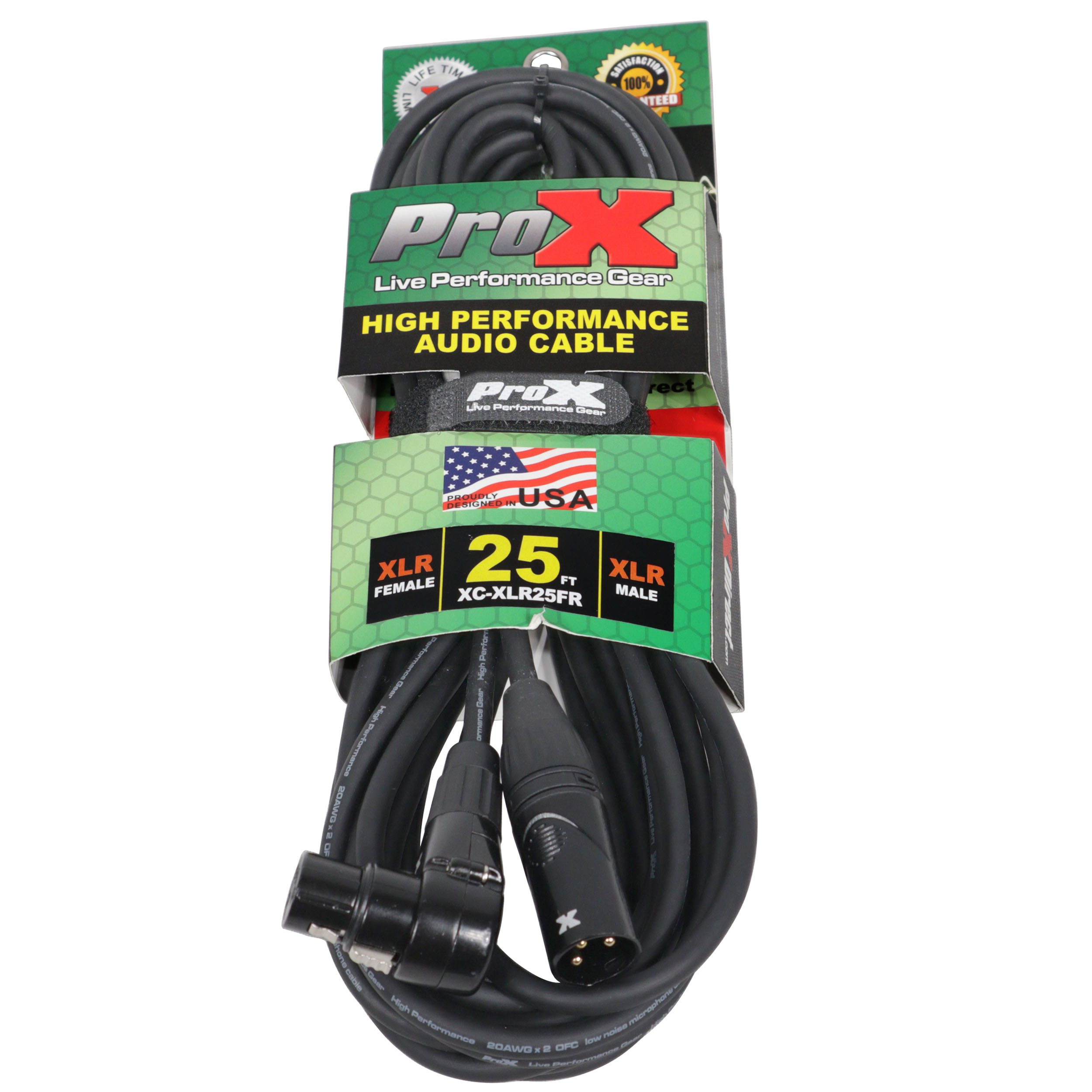 ProX XC-XLR25FR | 25' Ft Right-angle XLR-F to XLR-M Cable