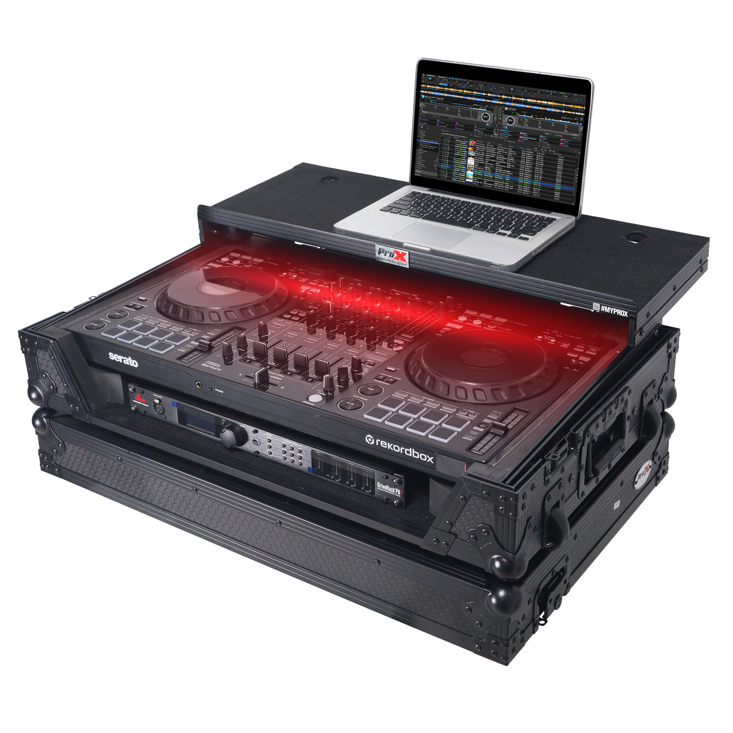 ProX XS-DDJFLX10WLTBLLED | Pioneer DDJ-FLX10 Case with Laptop Shelf and LED