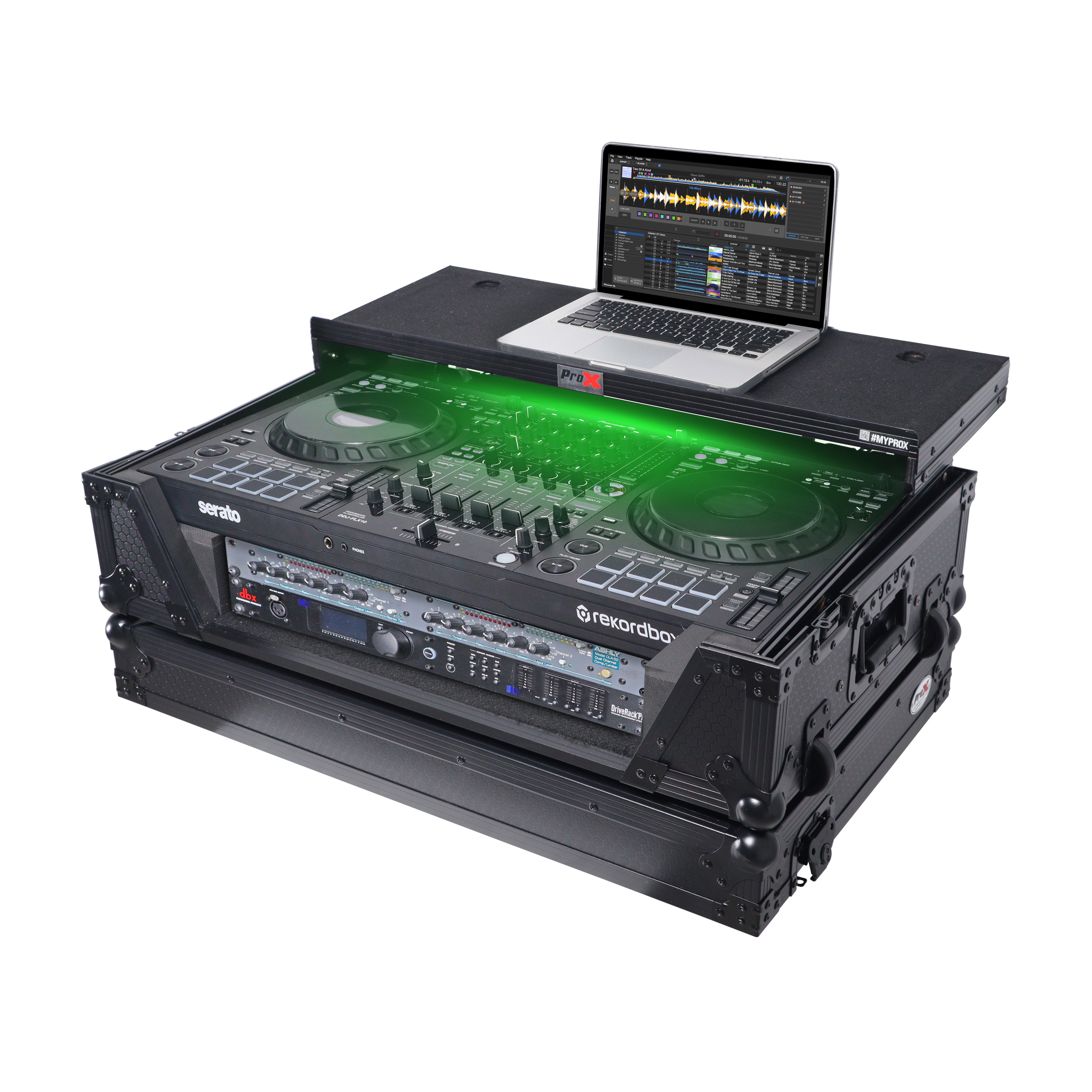 ProX XS-FLX102UWLTBLLED | Pioneer DDJ-FLX10 Road Case with Laptop Shelf, 2U Rack Space and Wheels