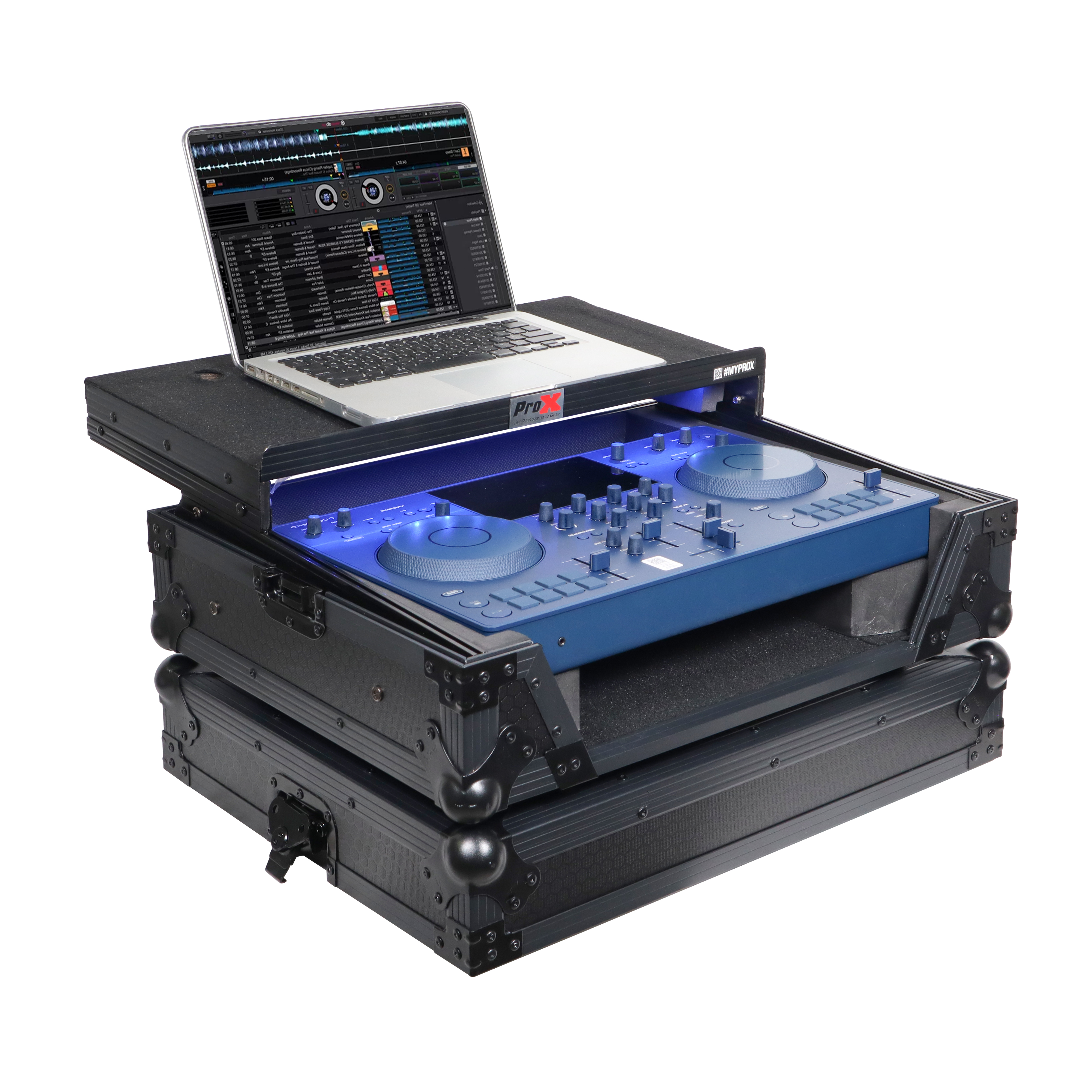 ProX XS-OMNISDUOLTBLLED | AlphaTheta OMNIS-DUO Flight Case with Laptop Shelf and LED