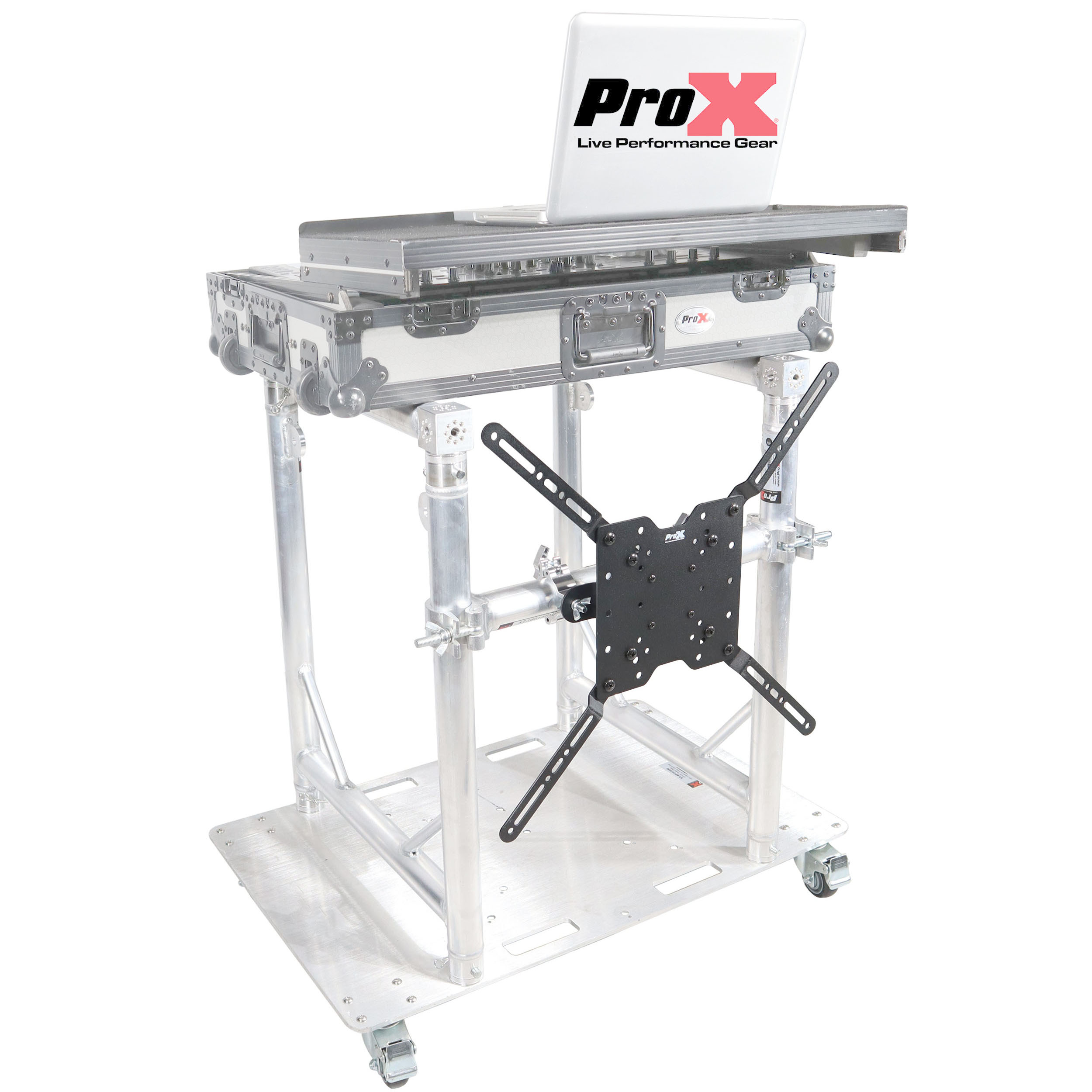 ProX XT-MMDJTV01 | Modular Mobile Media TV DJ Station Booth for Rapid Grid System