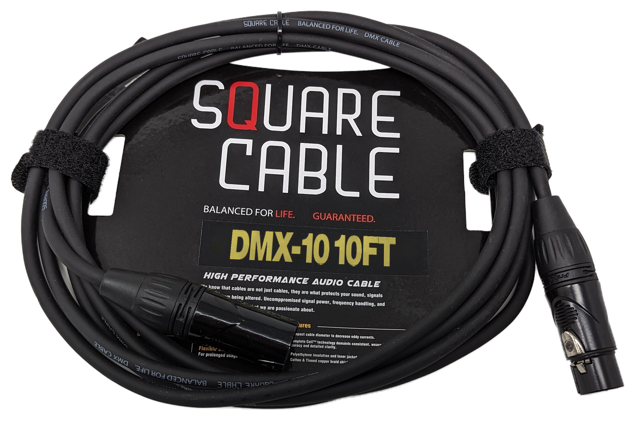 Square Cable DMX-10 | 10ft DMX Cable (3-Pin)